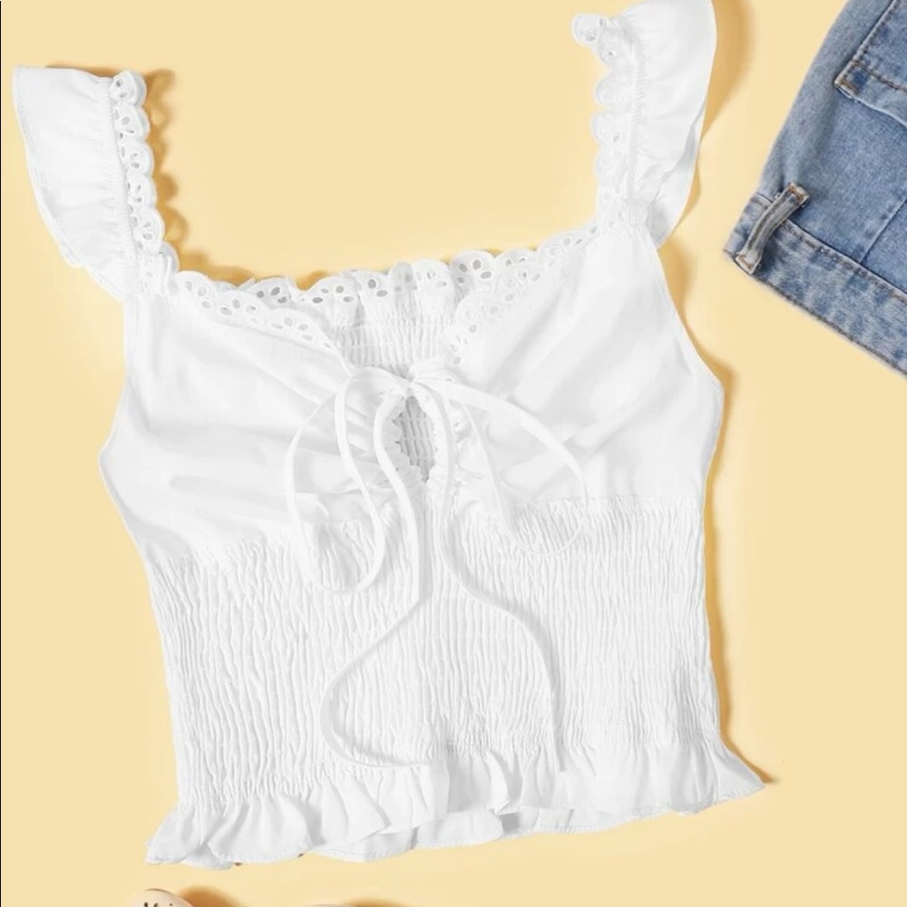 Self-Tie white sleeveless Cami Top